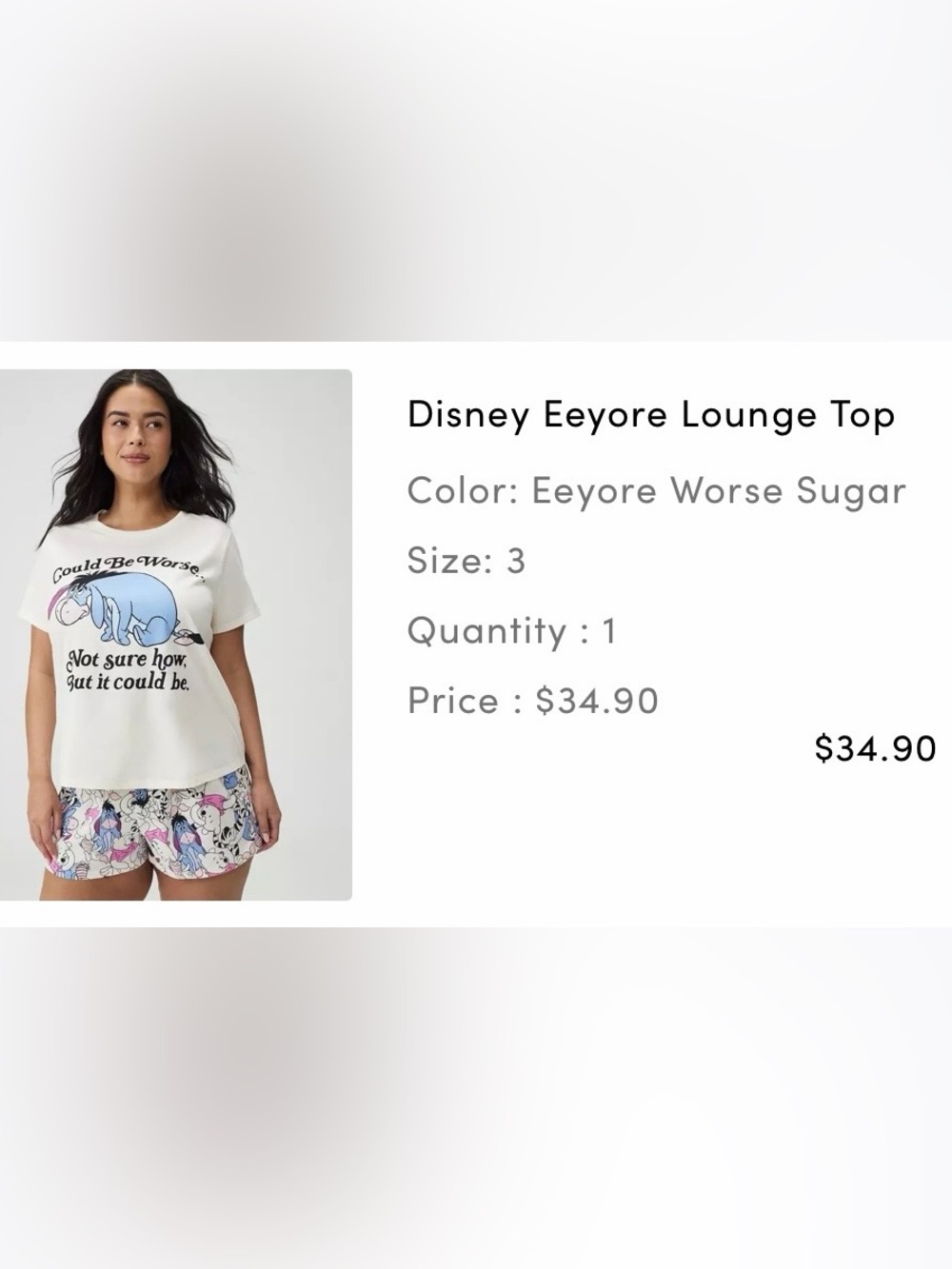 Disney Eeyore Graphic Short Sleeve Tee in White